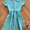Vestido Infantil Feminino Curto Rodado Beau Solei Verde Água Fernanda Ramos Kids