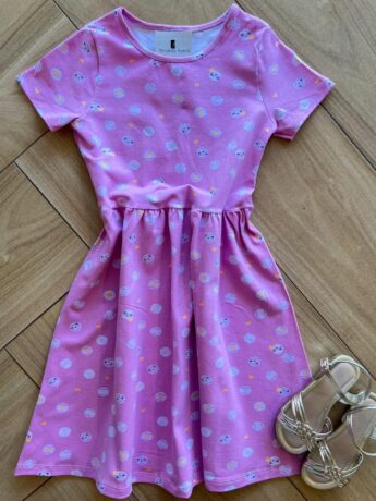 Vestido Infantil Feminino Curto Rodado Bola de Tênis Lilás Fernanda Ramos Kids