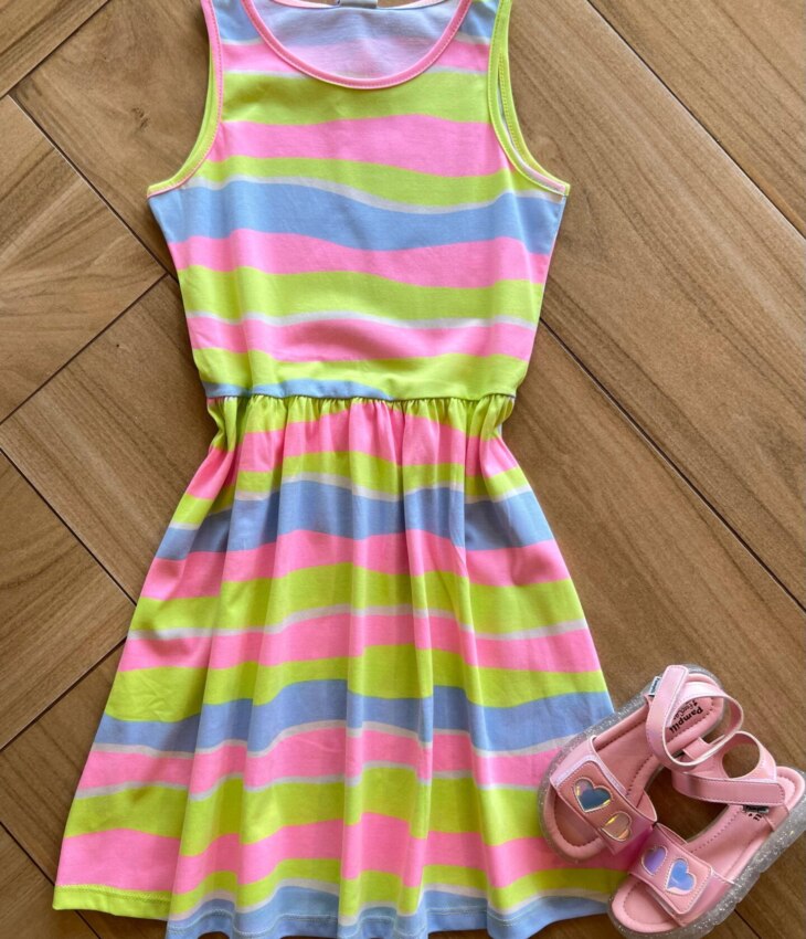 Vestido Infantil Feminino Curto Rodado Colorido Fernando Ramos Kids
