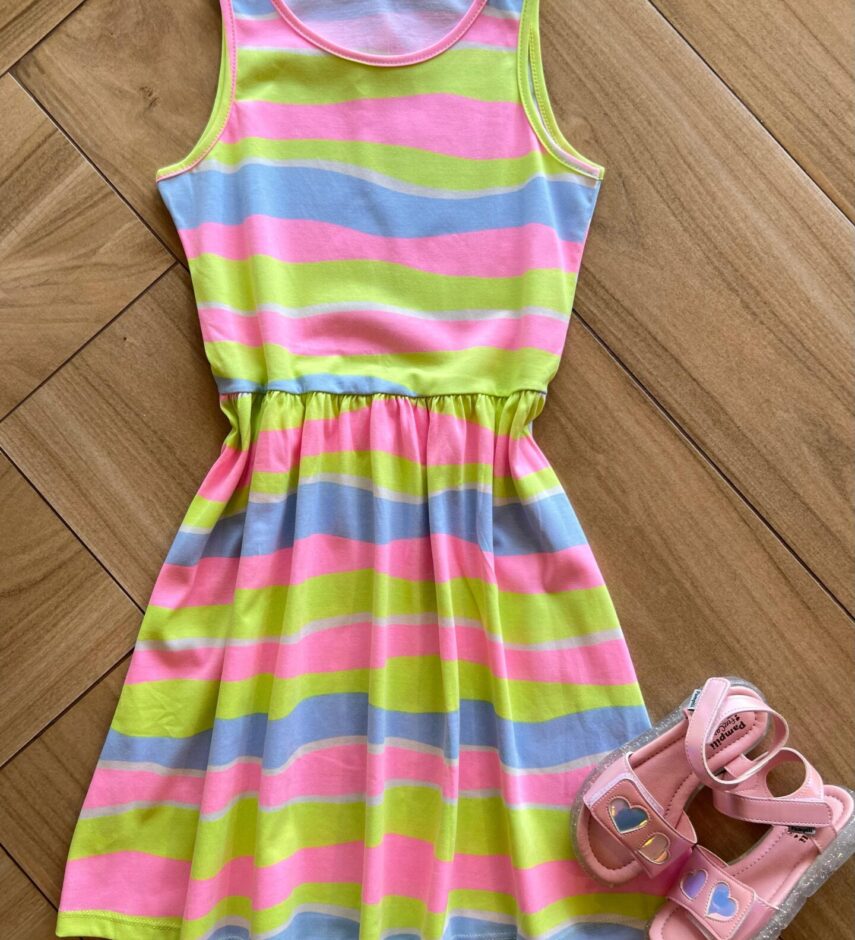 Vestido Infantil Feminino Curto Rodado Colorido Fernando Ramos Kids