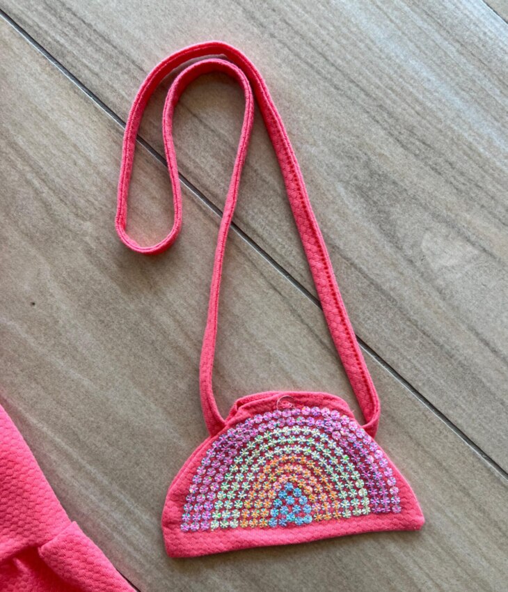 fernandaramoskids com br Vestido Infantil Feminino Curto Rodado com Bolsinha Bordada2