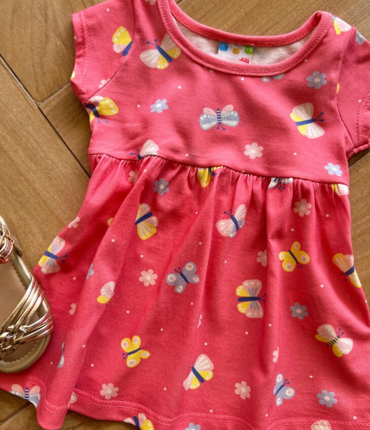 fernandaramoskids com br Vestido Infantil Feminino Curto Rodado com Borboletas Rosa1