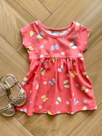 Vestido Infantil Feminino Curto Rodado com Borboletas Rosa Fernanda Ramos Kids