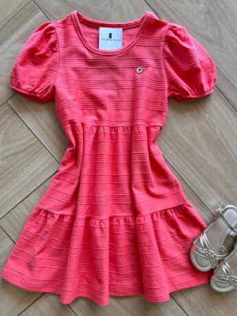 Vestido Infantil Feminino Curto Rodado com Detalhe no Tecido Fernanda Ramos kids
