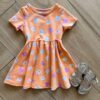 Vestido Infantil Feminino Curto Rodado de Bichinhos Laranja Fernanda Ramos Kids