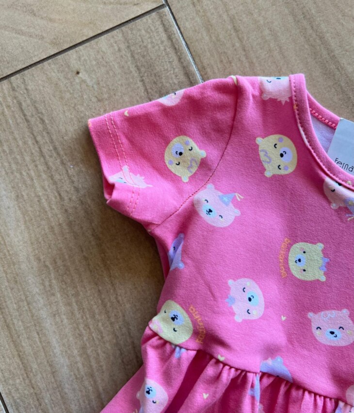 fernandaramoskids com br Vestido Infantil Feminino Curto Rodado de Bichinhos Rosa1