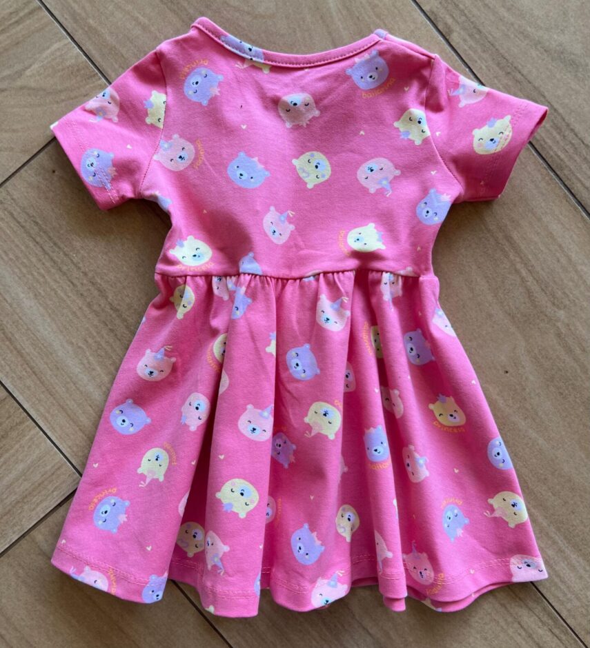fernandaramoskids com br Vestido Infantil Feminino Curto Rodado de Bichinhos Rosa2