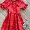 Vestido Infantil Feminino Curto Rodado Detalhe na Manga Vermelho Fernanda Ramos Kids