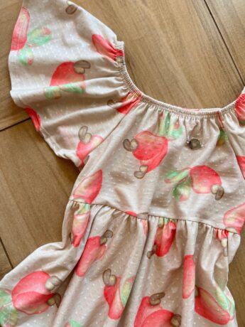 fernandaramoskids com br Vestido Infantil Feminino Curto Rodado Estampa Caju1