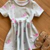 Vestido Infantil Feminino Curto Rodado Estampa Dinossauro Verde Fernanda Ramos Kids