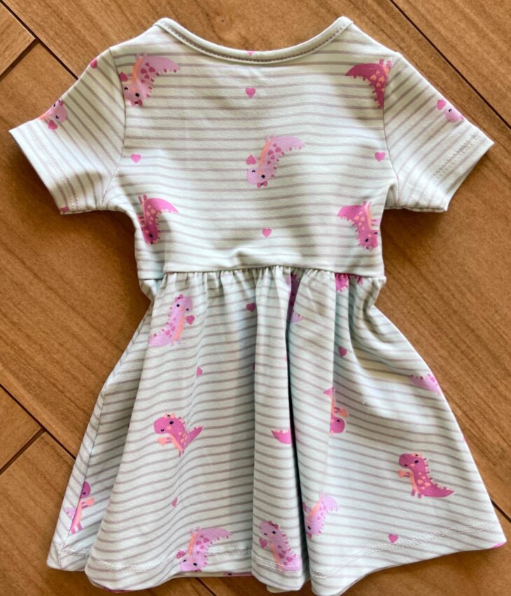 fernandaramoskids com br Vestido Infantil Feminino Curto Rodado Estampa Dinossauro Verde2