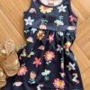 fernandaramoskids com br Vestido Infantil Feminino Curto Rodado Estampa Florzinhas Azul1