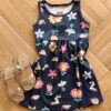 Vestido Infantil Feminino Curto Rodado Estampa Florzinhas Azul Fernanda Ramos Kids