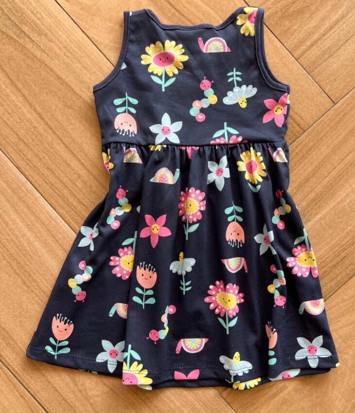 fernandaramoskids com br Vestido Infantil Feminino Curto Rodado Estampa Florzinhas Azul2