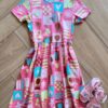 Vestido Infantil Feminino Curto Rodado Evase Babados Rosa Fernanda Ramos Kids