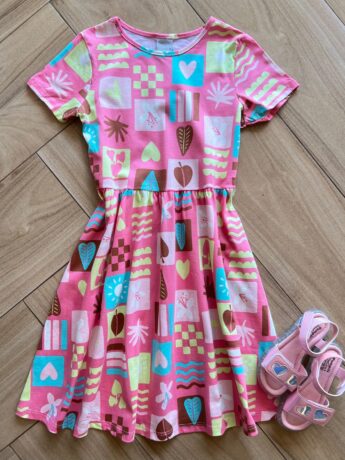 Vestido Infantil Feminino Curto Rodado Evase Babados Rosa Fernanda Ramos Kids