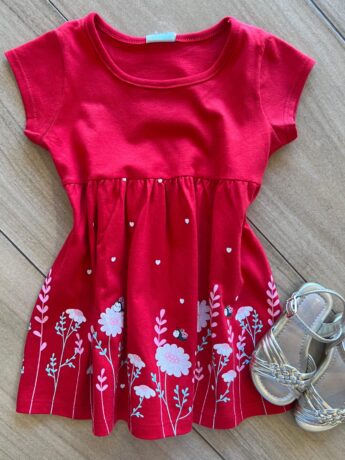 Vestido Infantil Feminino Curto Rodado Joaninha Vermelho Fernanda Ramos Kids