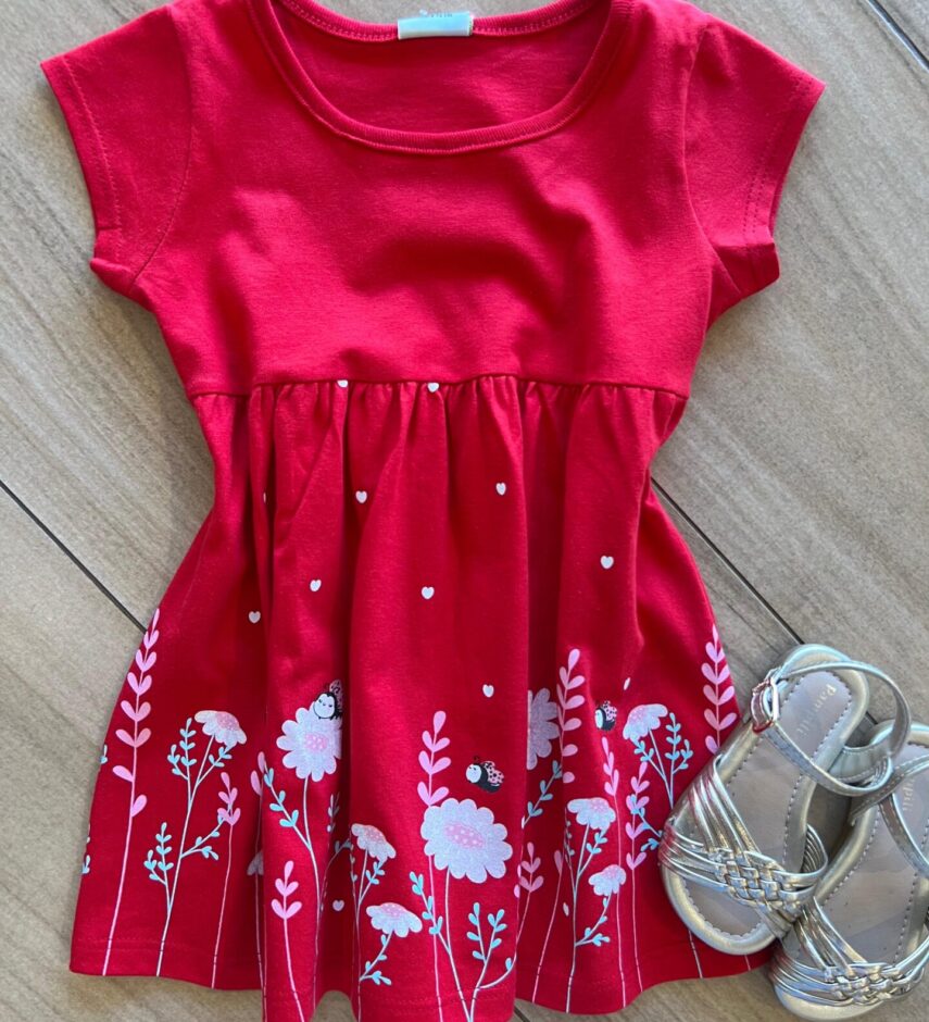 Vestido Infantil Feminino Curto Rodado Joaninha Vermelho Fernanda Ramos Kids