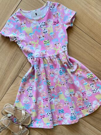fernandaramoskids com br Vestido Infantil Feminino Curto Rodado Manga Curta Cachorrinho 1