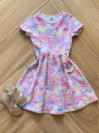 Vestido Infantil Feminino Curto Rodado Manga Curta Cachorrinho Fernanda Ramos Kids