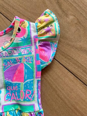 fernandaramoskids com br Vestido Infantil Feminino Curto Rodado Manga Curta Estampado Azul1