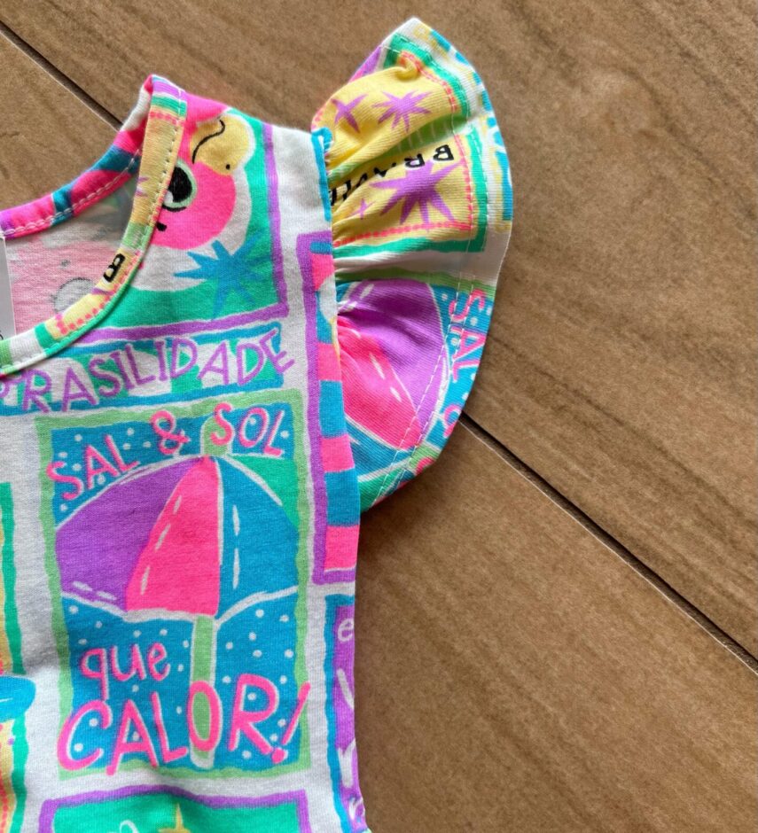 fernandaramoskids com br Vestido Infantil Feminino Curto Rodado Manga Curta Estampado Azul1