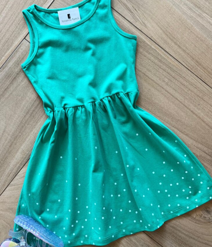 fernandaramoskids com br Vestido Infantil Feminino Curto Rodado Verde Bandeira 1