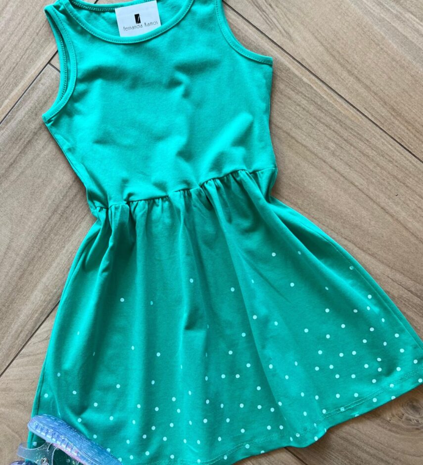 fernandaramoskids com br Vestido Infantil Feminino Curto Rodado Verde Bandeira 1
