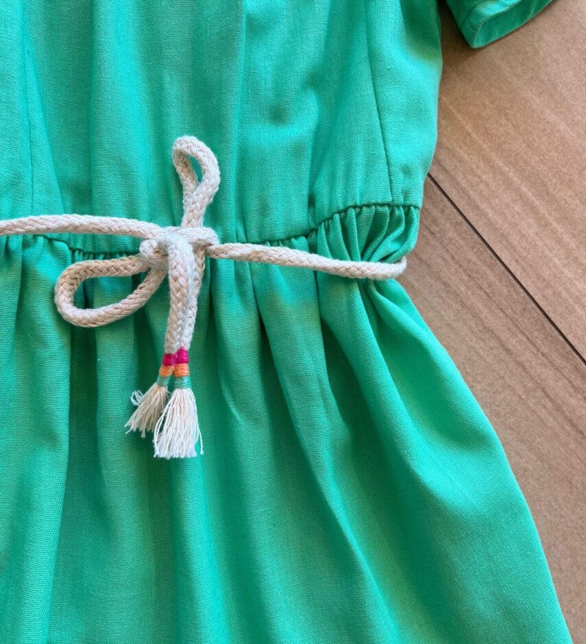 fernandaramoskids com br Vestido Infantil Feminino Curto Verde com Cordão 1