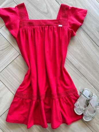 Vestido Infantil Feminino Curto Vermelho Fernanda Ramos Kids