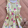 Vestido Infantil Feminino Curto Xadrez com Frutinhas Verde Lima Fernanda Ramos Kids