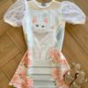Vestido Infantil Feminino em Fly Tech Estampado Off White Fernanda Ramos Kids