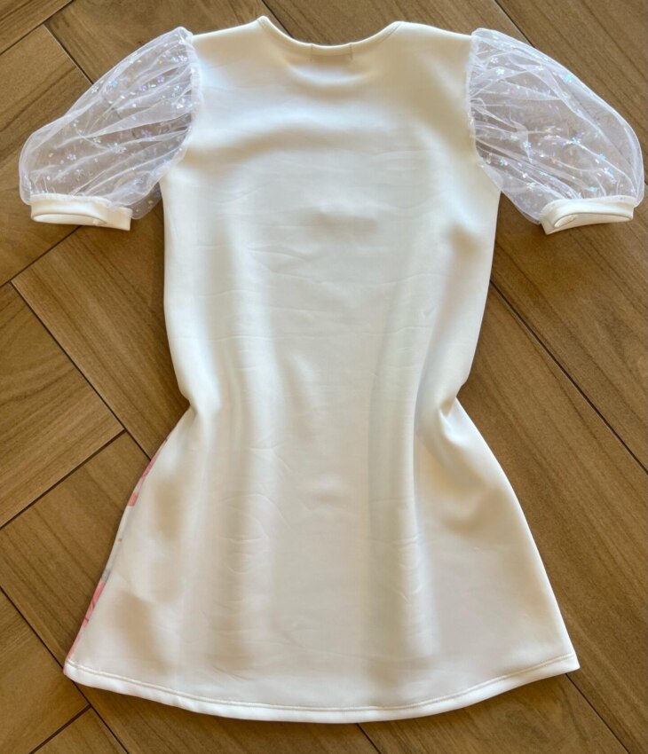 fernandaramoskids com br Vestido Infantil Feminino em Fly Tech Estampado Off White2