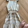 Vestido Infantil Feminino em Linho Listrado Fernanda Ramos Kids
