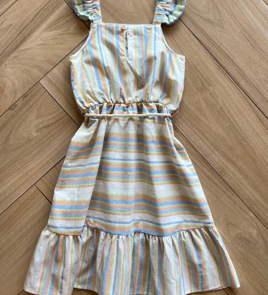 fernandaramoskids com br Vestido Infantil Feminino em Linho Listrado3