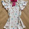 Vestido Infantil Feminino Estampa Menina e os Bichinhos Off White Fernanda Ramos Kids