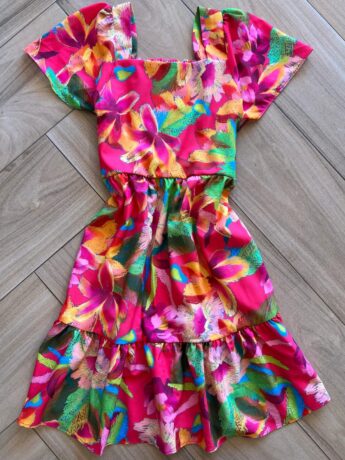 Vestido Infantil Feminino Estampado Fundo Rosa Fernanda Ramos Kids
