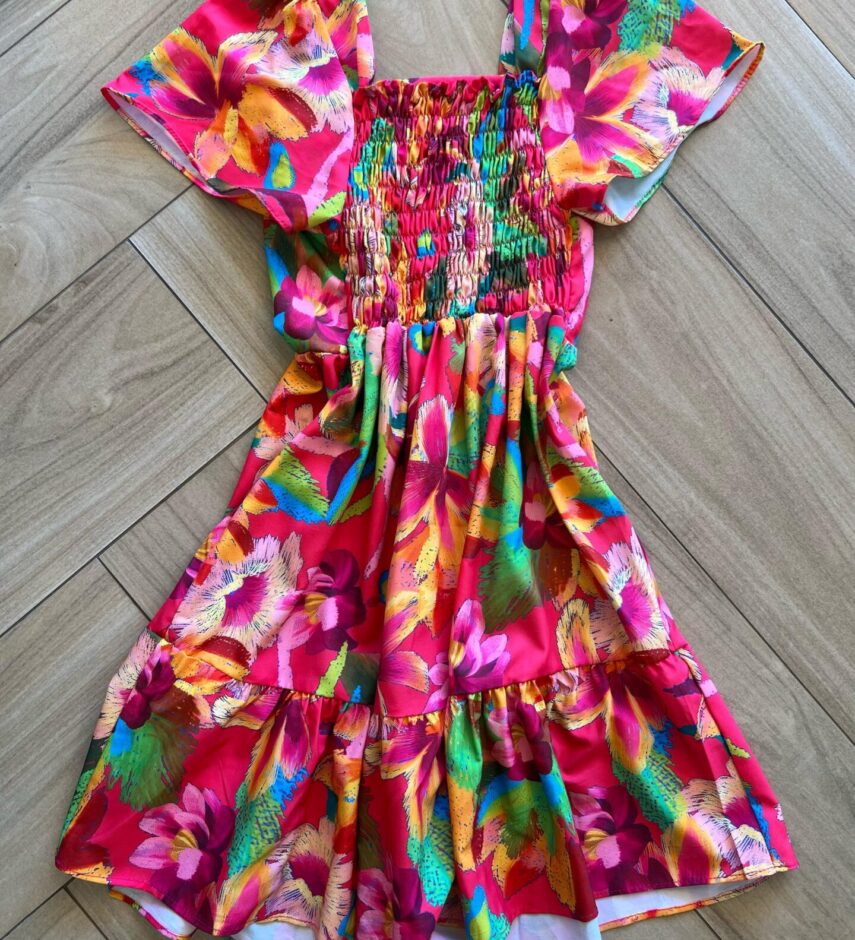 fernandaramoskids com br Vestido Infantil Feminino Estampado Fundo Rosa 2