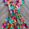 Vestido Infantil Feminino Estampado Fundo Verde Fernanda Ramos Kids