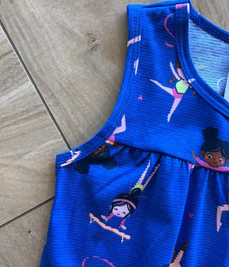fernandaramoskids com br Vestido Infantil Feminino Evase Estampado Bailarinas Azul1