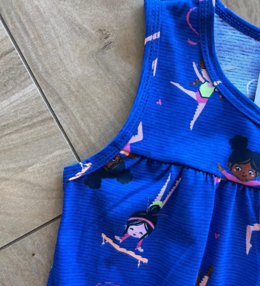 fernandaramoskids com br Vestido Infantil Feminino Evase Estampado Bailarinas Azul1