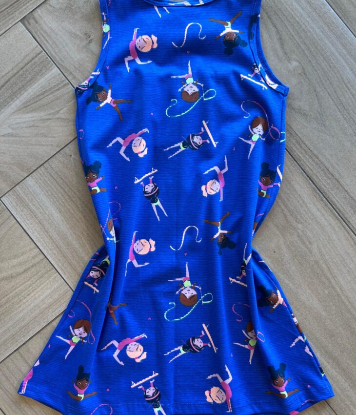 fernandaramoskids com br Vestido Infantil Feminino Evase Estampado Bailarinas Azul2