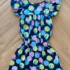 fernandaramoskids com br Vestido Infantil Feminino Evase Manga Curta Estampa Frutas Azul 2