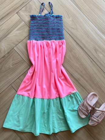 Vestido Infantil Feminino Lastax no Busto e Amarração Colorido Fernanda Ramos Kids
