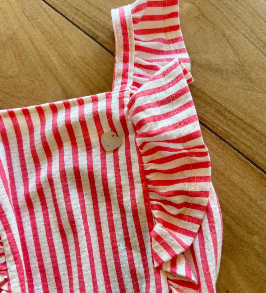 fernandaramoskids com br Vestido Infantil Feminino Listrado Rosa e Branco 1
