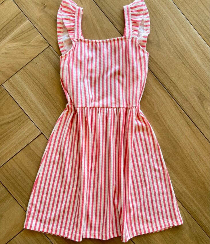 fernandaramoskids com br Vestido Infantil Feminino Listrado Rosa e Branco 2