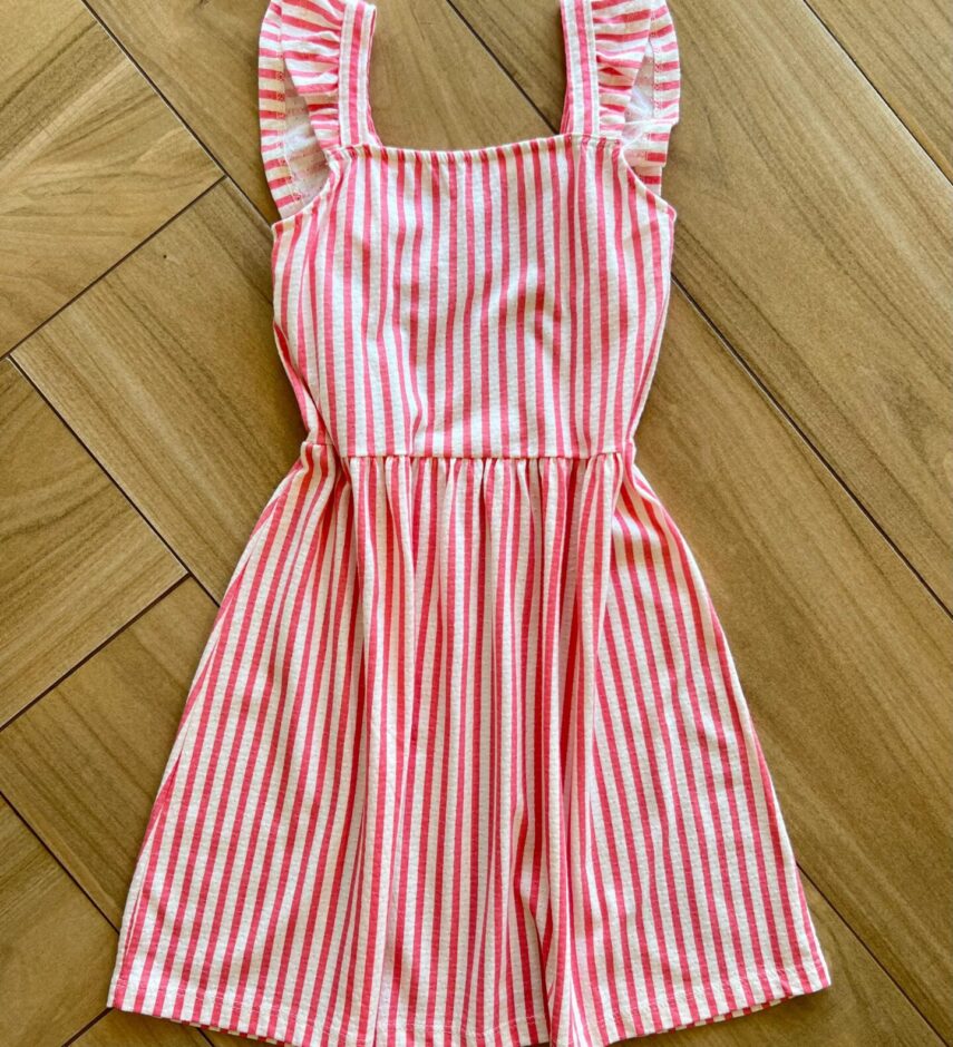 fernandaramoskids com br Vestido Infantil Feminino Listrado Rosa e Branco 2