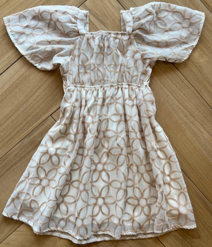 Vestido Infantil Feminino Manga Curta Bordado Areia Fernanda Ramos Kids