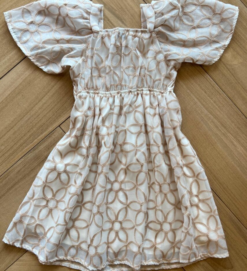 Vestido Infantil Feminino Manga Curta Bordado Areia Fernanda Ramos Kids