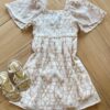 Vestido Infantil Feminino Manga Curta Bordado Areia Fernanda Ramos Kids
